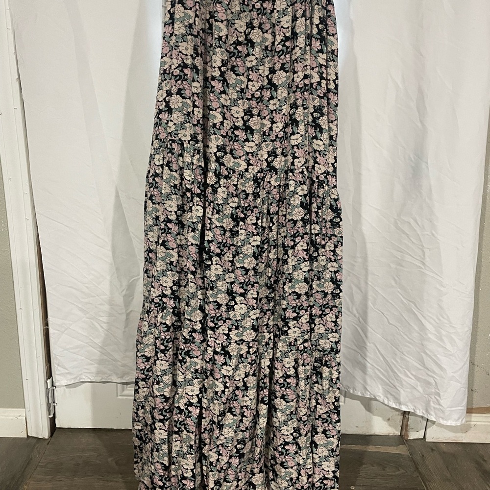 NATURAL LIFE Black and Pink Floral Maxi dress